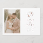 Minimalist Floral Save the Date Photo Card Kaart (Voorkant)