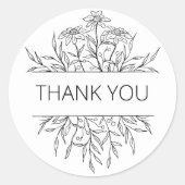 Minimalist Floral Thank You  Ronde Sticker (Voorkant)