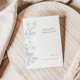 Minimalist Floral Wedding Advice Card