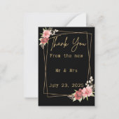 Minimalist Floral Wedding | Black & White Elegant  Notitiekaartje (Voorkant)