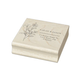 Minimalist Floral Wedding Rubber Stamp Rubberstempel