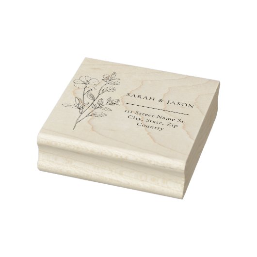 Minimalist Floral Wedding Rubber Stamp Rubberstempel (Stempel)