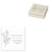 Minimalist Floral Wedding Rubber Stamp Rubberstempel (Gestempeld)