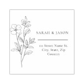 Minimalist Floral Wedding Rubber Stamp Rubberstempel (Afrduk)