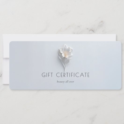 Minimalist Floral White Salon QR Code Gift Card (Voorkant)