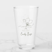 Minimalist Floral Zen Line Art Sage Green Glas (Achterkant)