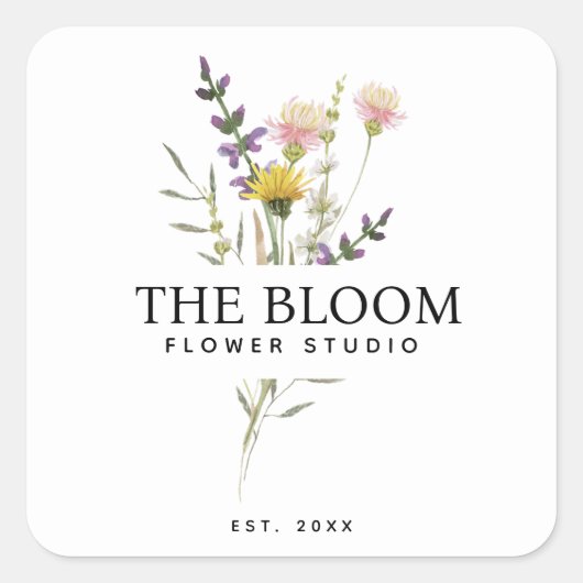 Minimalist Florist Flower Bouquet Label (Voorkant)
