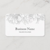 Minimalist Flower Line Art Business Name QRCode Visitekaartje (Voorkant)