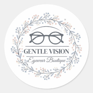 Minimalist Flowers Around Reading Glasses Design Ronde Sticker