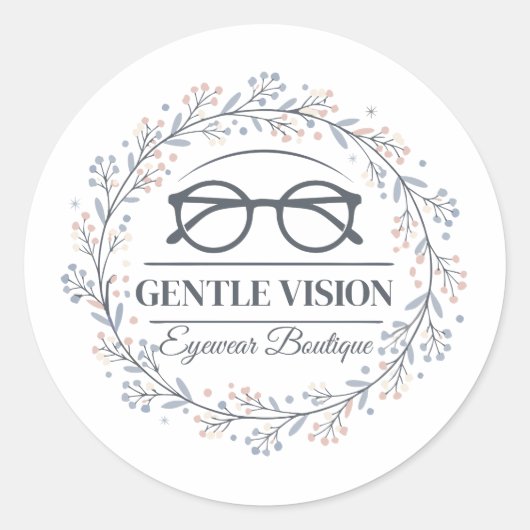 Minimalist Flowers Around Reading Glasses Design Ronde Sticker (Voorkant)