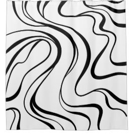 Minimalist Fluid Line Art Shower Curtains Douchegordijn