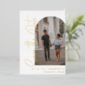 Minimalist Foil Arc Photo Wedding Save the Date Folie Uitnodiging (Staand Voorkant)