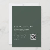 Minimalist Forest Green Wedding  Kaart (Achterkant)