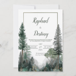 Minimalist Forest Wedding Invitation Woodland Kaart