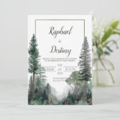 Minimalist Forest Wedding Invitation Woodland Kaart (Staand voorkant)