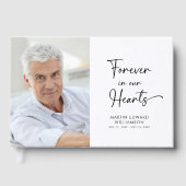 Minimalist Forever Hearts Fotoscript Begrafenis Gastenboek (Voorkant)
