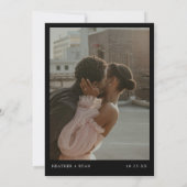 Minimalist Formal Black and White Wedding Photo Save The Date (Achterkant)