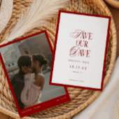 Minimalist Formal Red Wedding Photo Save The Date