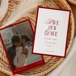 Minimalist Formal Red Wedding Photo Save The Date