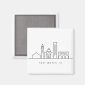 Minimalist Fort Worth Skyline Illustration Magneet (Voorkant / Achterkant)