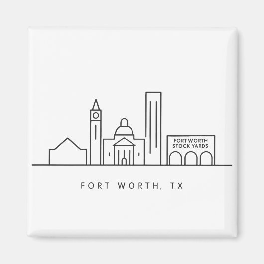 Minimalist Fort Worth Skyline Illustration Magneet (Voorkant)