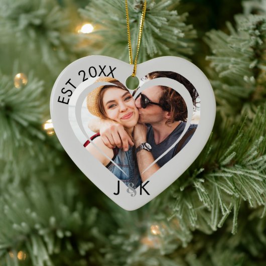 Minimalist Frist Christmas Together Couple Photo Keramisch Ornament (Boom)