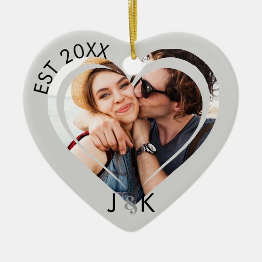 Minimalist Frist Christmas Together Couple Photo Keramisch Ornament (Voorkant)