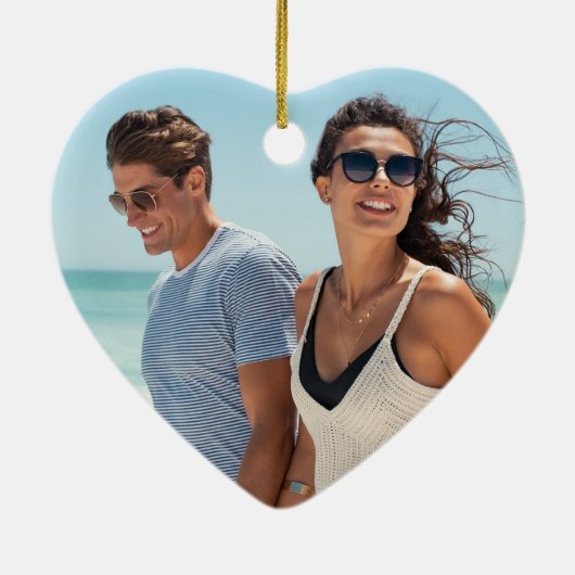 Minimalist Frist Christmas Together Couple Photo Keramisch Ornament (Achterkant)