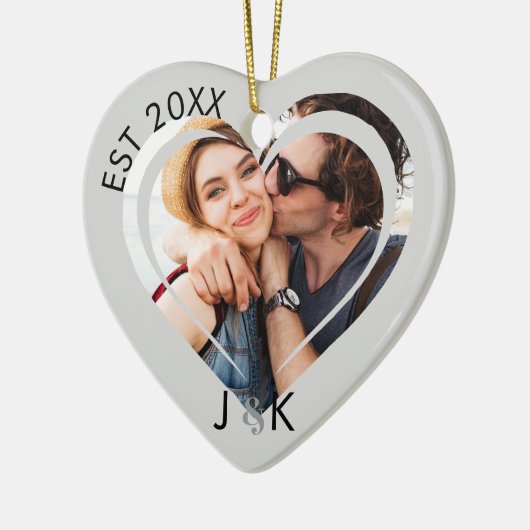 Minimalist Frist Christmas Together Couple Photo Keramisch Ornament (Links)