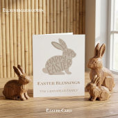 Minimalist Fun Typography Easter Blessings Bunny Kaart