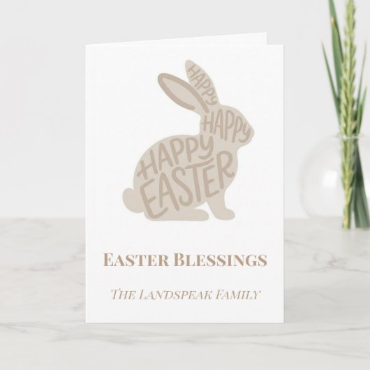 Minimalist Fun Typography Easter Blessings Bunny Kaart (Voorkant)