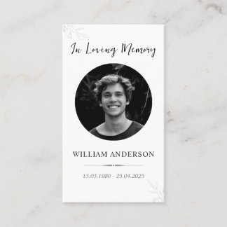 Minimalist Funeral Memorial Prayer Card Visitekaartje