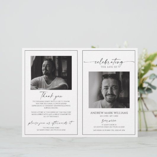 Minimalist Funeral Order of Service Folded Program (Staand voorkant)