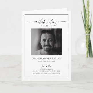 Minimalist Funeral Order of Service Folded Program Kaart