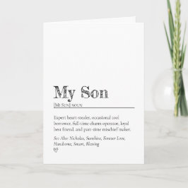 Minimalist Funny and Heartfelt Son Definition Kaart