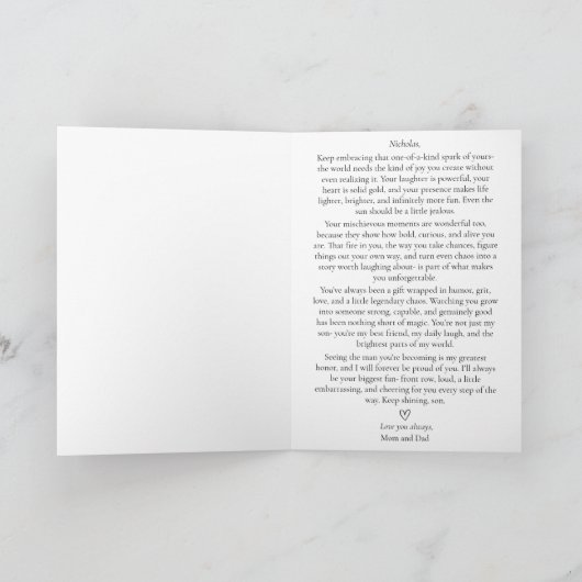 Minimalist Funny and Heartfelt Son Definition Kaart (Binnen)