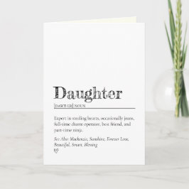 Minimalist Funny and Sweet Daughter Definition Kaart