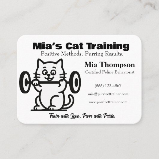 Minimalist Funny Cat Trainer Business Card Visitekaartje (Voorkant)