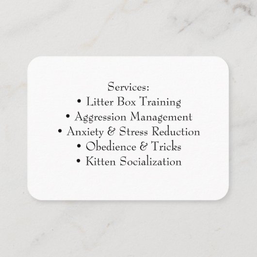 Minimalist Funny Cat Trainer Business Card Visitekaartje (Achterkant)