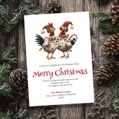 Minimalist funny chickens Christmas greeting card Feestdagenkaart