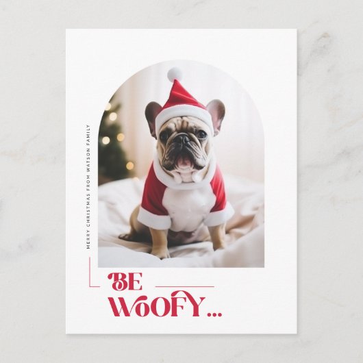 Minimalist Funny Dog Pet Arch Photo Christmas Feestdagenkaart (Voorkant)