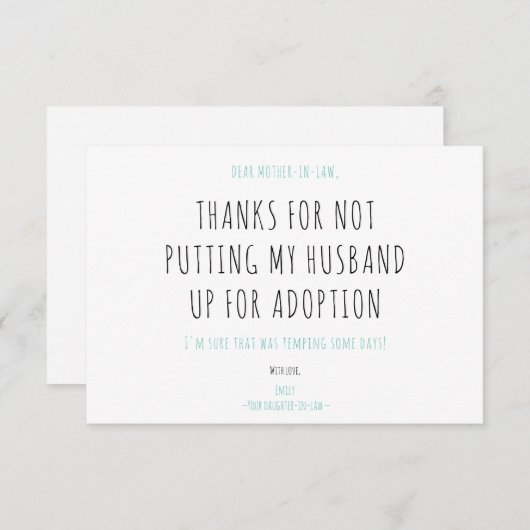 Minimalist Funny Handwriting Mother-in-law Quote (Voorkant / Achterkant)