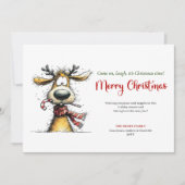 Minimalist funny reindeer Christmas greeting card Feestdagenkaart (Voorkant)