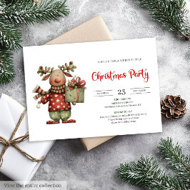 Minimalist Funny Reindeer trendy festive invite Kaart