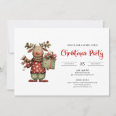 Minimalist Funny Reindeer trendy festive invite Kaart (Voorkant)