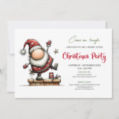 Minimalist funny Santa Christmas party invitation Kaart (Voorkant)