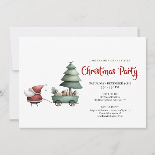 Minimalist Funny Santa Claus Festive Party Invite Kaart (Voorkant)