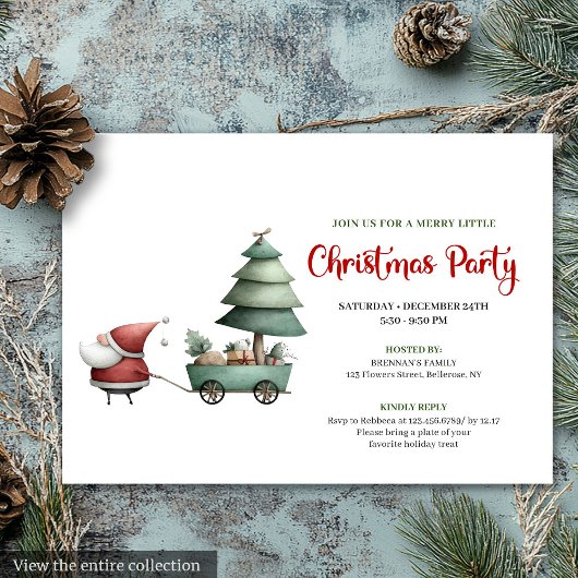 Minimalist Funny Santa Claus Festive Party Invite Kaart