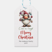 Minimalist Funny Santa Festive Xmas Gift Label Cadeaulabel (Achterkant)