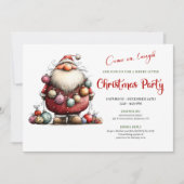 Minimalist Funny Santa Hand Drawn Festive Invites Kaart (Voorkant)